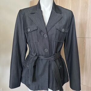 Sharagano Charcoal Belted Blazer Size 10 Women